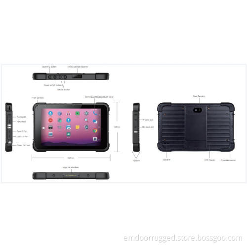 8'' Android: EM-Q86 IP67 level Rugged Tablet